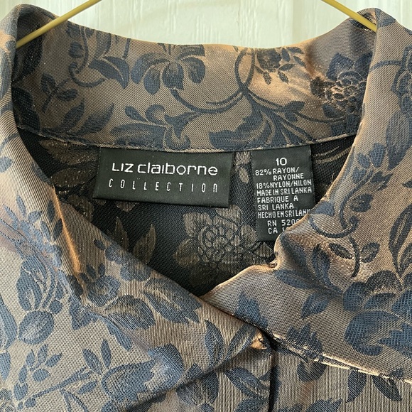 Vintage Liz Claiborne Metallic Button Up Blouse - Picture 3 of 4
